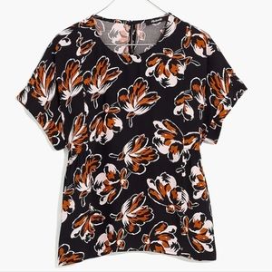 Madewell Duskblossom Shirred Top Size XS Cuffed-Sleeve